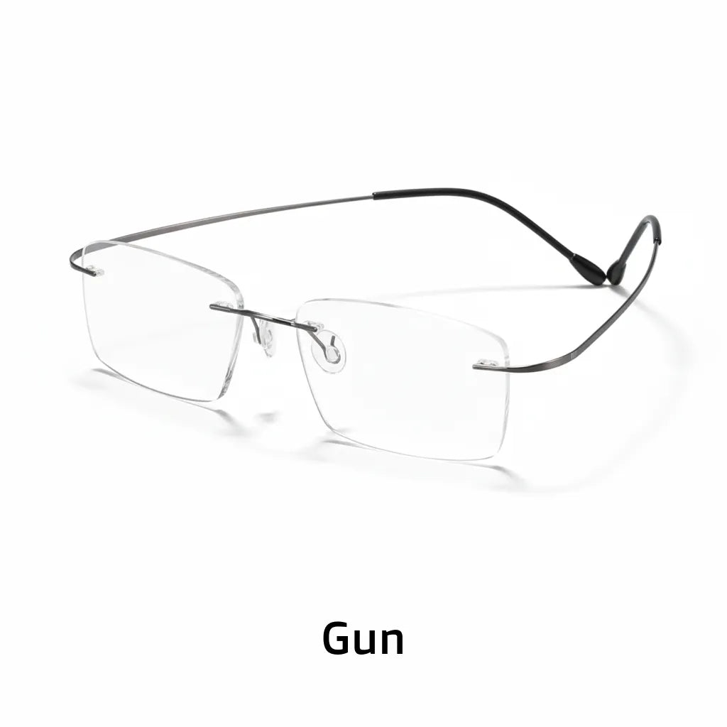 Ultra-Light Titanium Rimless Glasses Frame - Business Square Optical