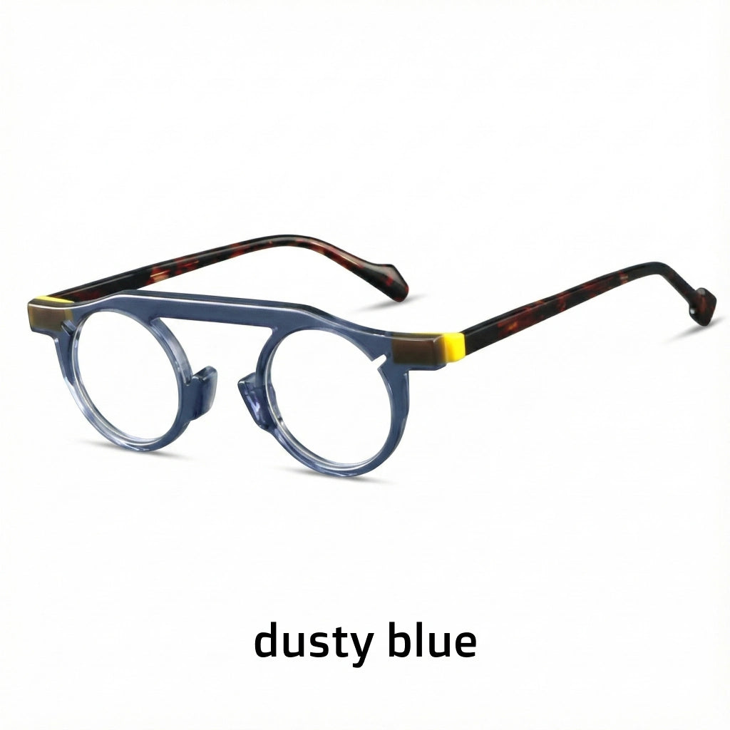 Retro Double Beam Acetate Eyeglass Frames - Unisex Optical Prescription Glasses