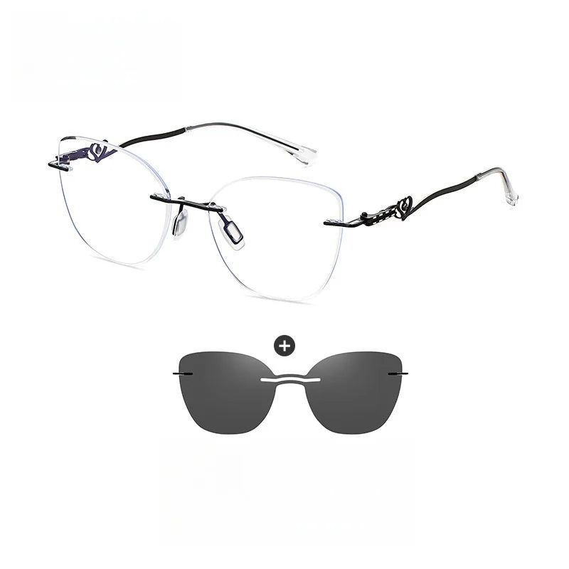 Magnetic Polarized Glasses Frame - 2-in-1 Frameless Optical Prescription Eyewear
