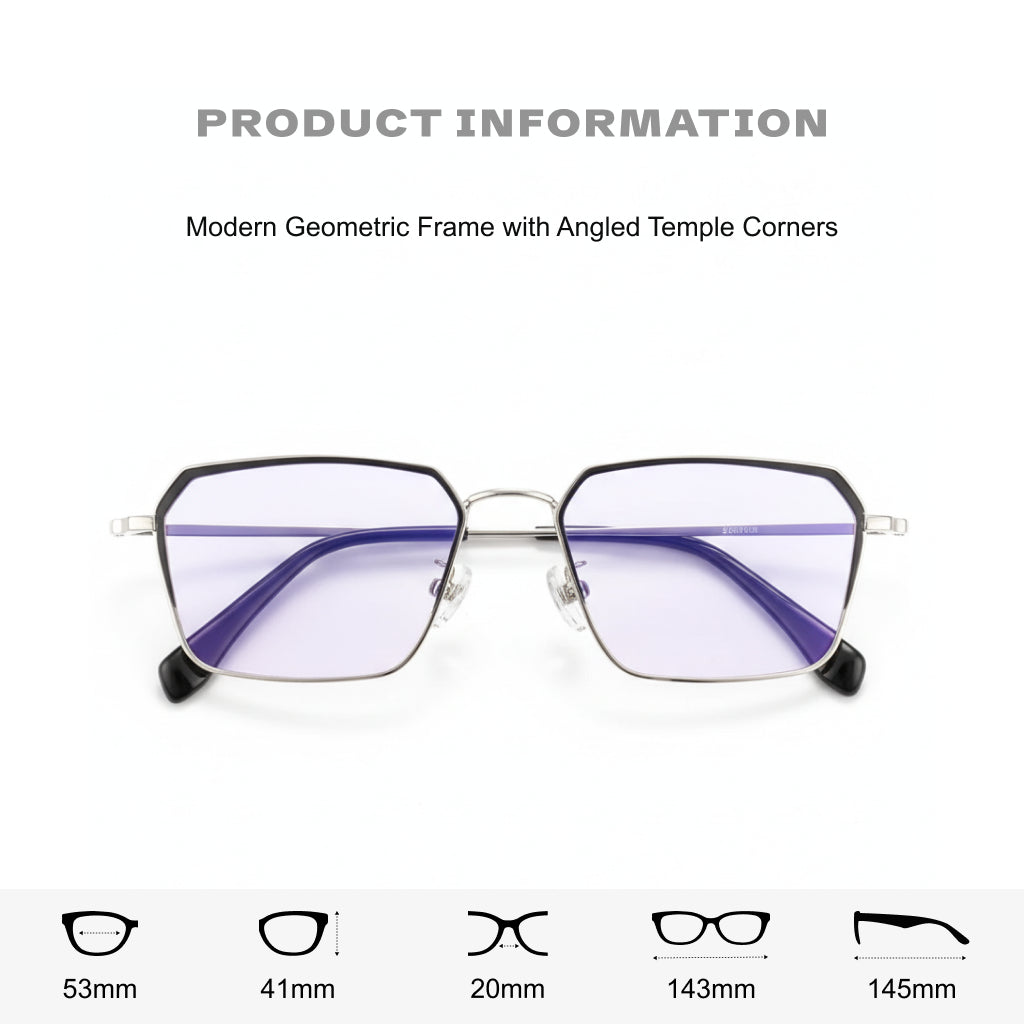 Anti Blue Light Metal Eyeglass Frame - Business Retro Multilateral Optical