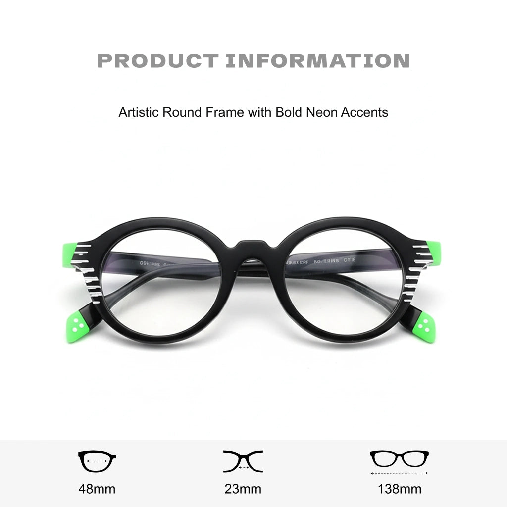 Acetate Round Eyeglass Frames - Unisex Retro Optical Prescription Glasses