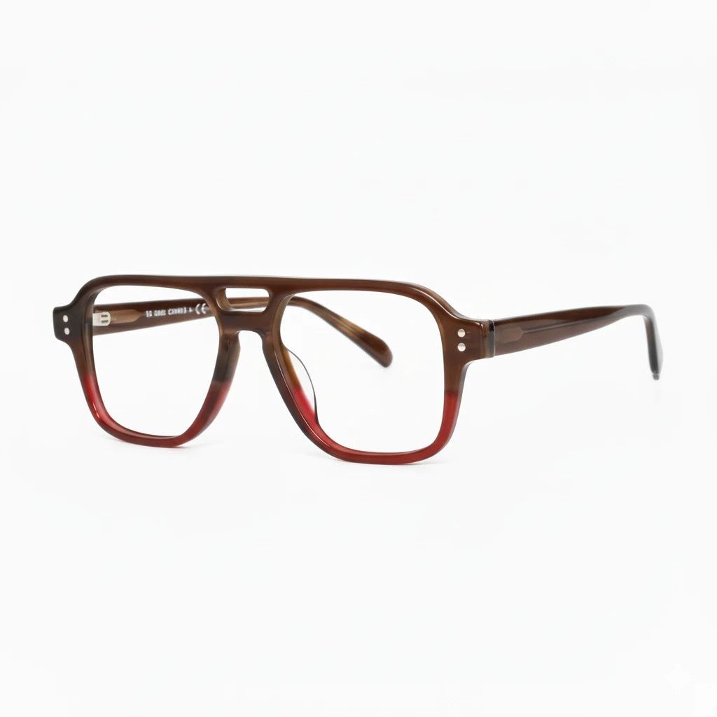 Retro Double Beam Acetate Eyeglasses Frame - Unisex Optical Prescription Glasses
