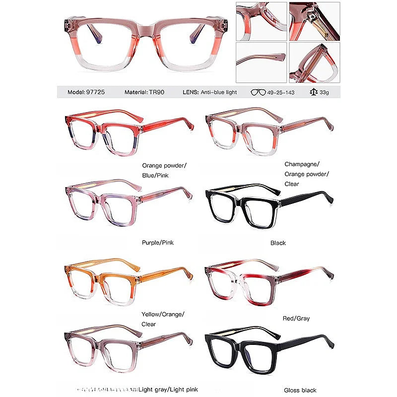 TR90 Color Gradient Anti-Blue Light Eyeglass Frame