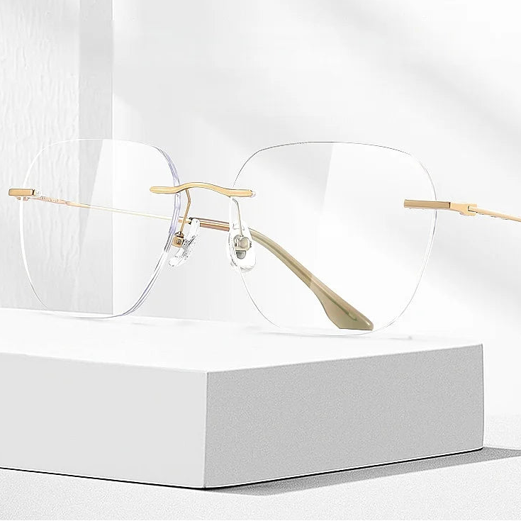 Ultra Light Titanium Frameless Optical Glasses - 8g Retro Prescription Frame