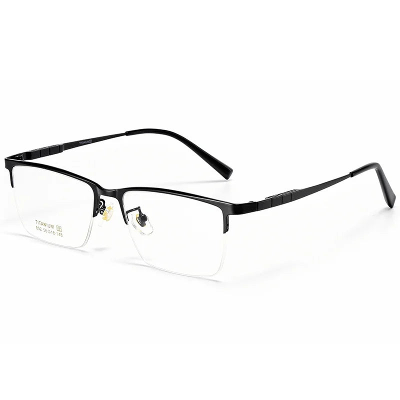 Pure Titanium Half Frame Square Eyeglasses - Business Optical Prescription Frame