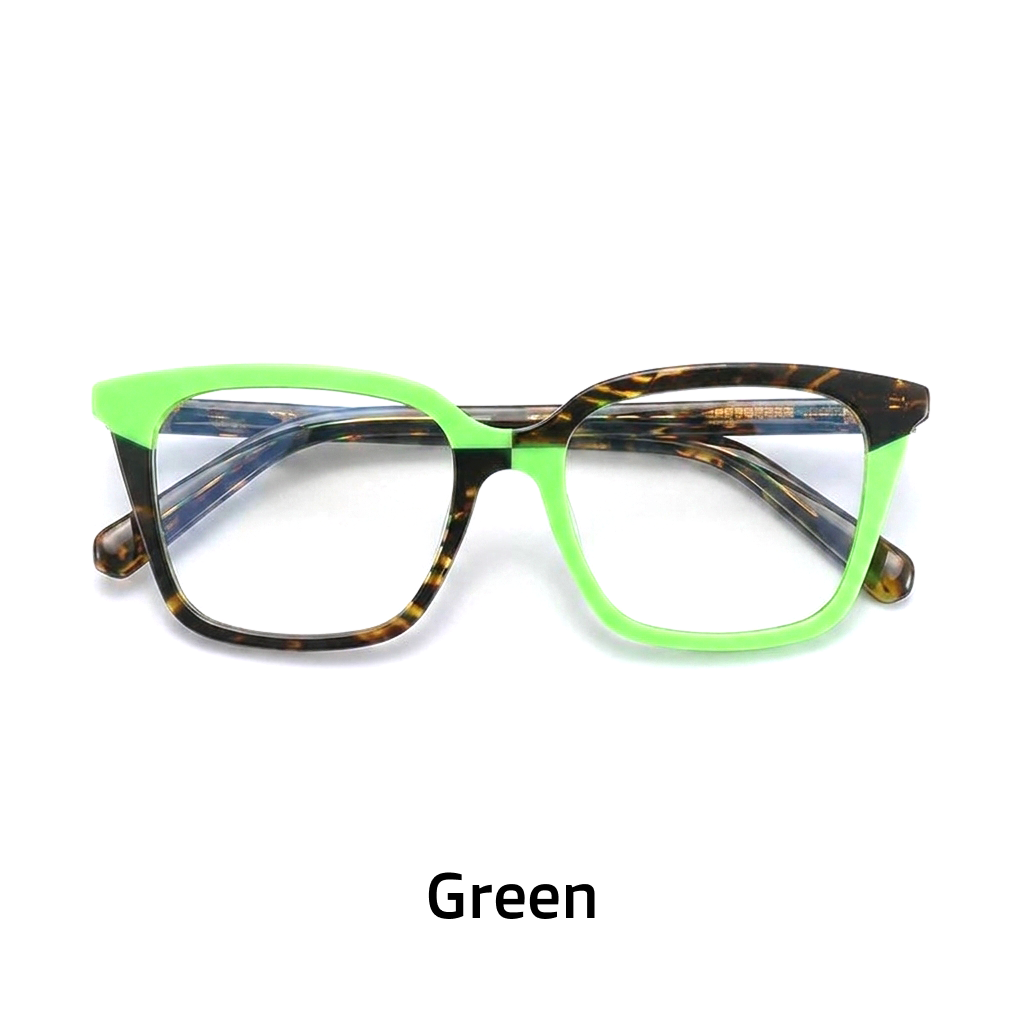 Kleine und einzigartige quadratische, gespleißte Farbbrille mit Retro-Modetrend und großem Rahmen für Pendler mit optischer Sehstärke