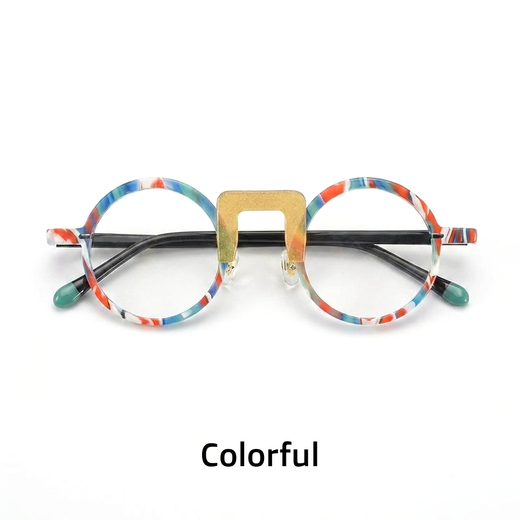 Rundes optisches Brillengestell aus Acetat – Unisex-Patchwork-Farbe