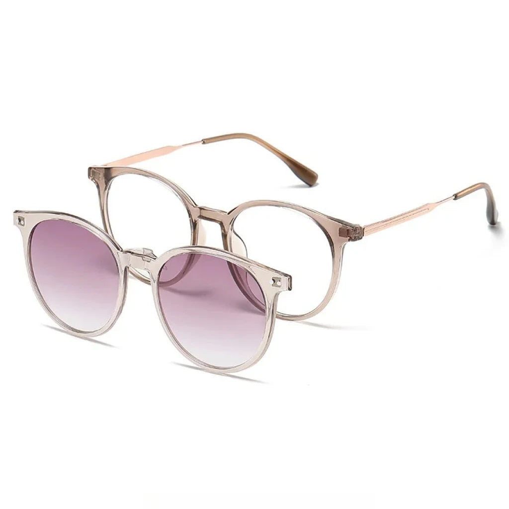 Retro Round Polarized Magnetic Sunglasses for Women