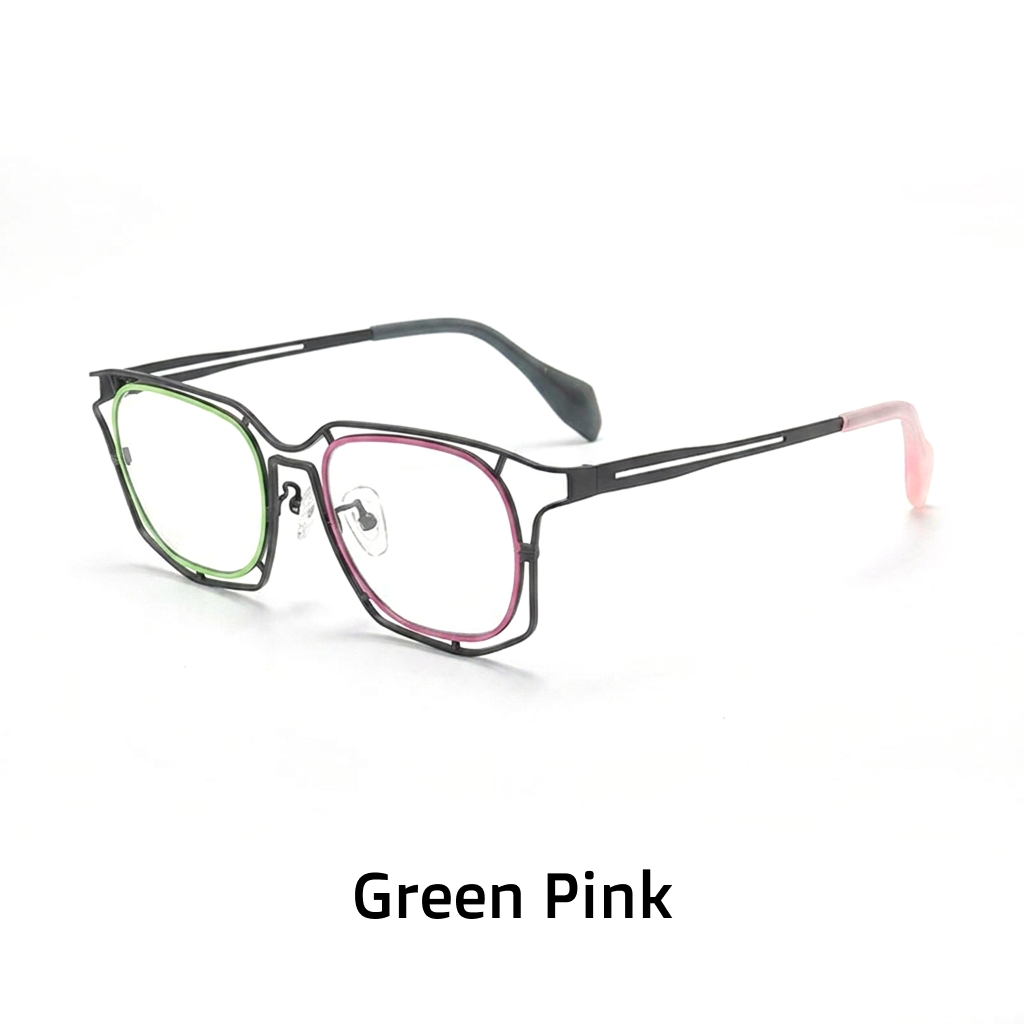 Monture de lunettes de myopie carrée en pur titane ultra-léger de couleur, lunettes optiques rétro à grande monture personnalisées et tendance