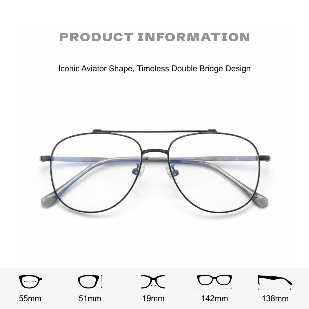 Pure Titanium Polygonal Eyeglasses Frame - Retro Double Beam Design