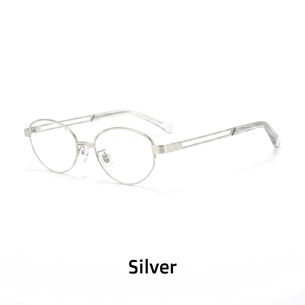 Ovale optische Halbrahmenbrille aus Titan