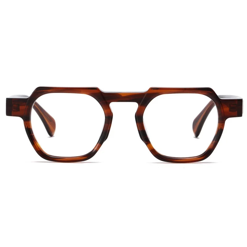 Retro Polygonal Optical Glasses Frame - Wide Edge Acetate Eyewear