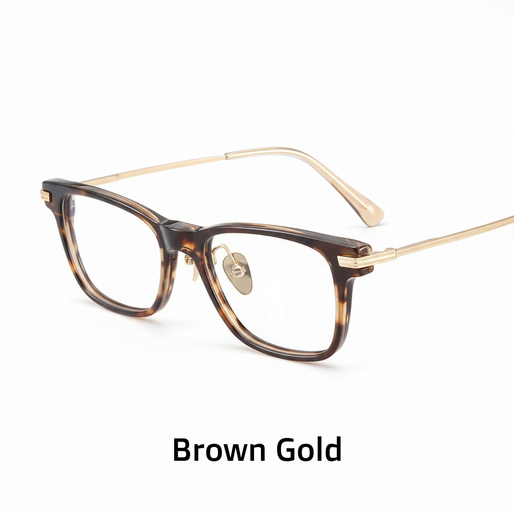 Titanium Retro Square Eyeglass Frames