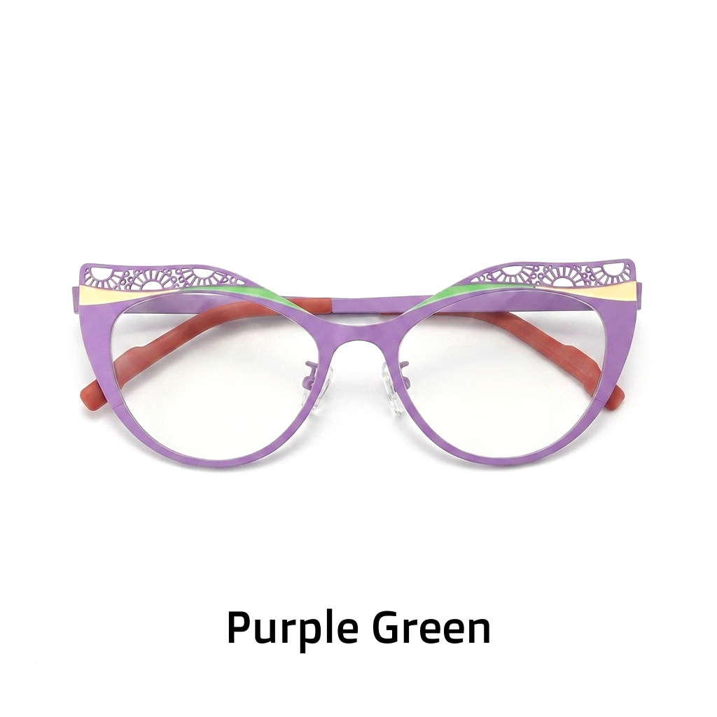 Titanium Cat Eye Optical Glasses Frame – Two-Tone Color Block Unisex