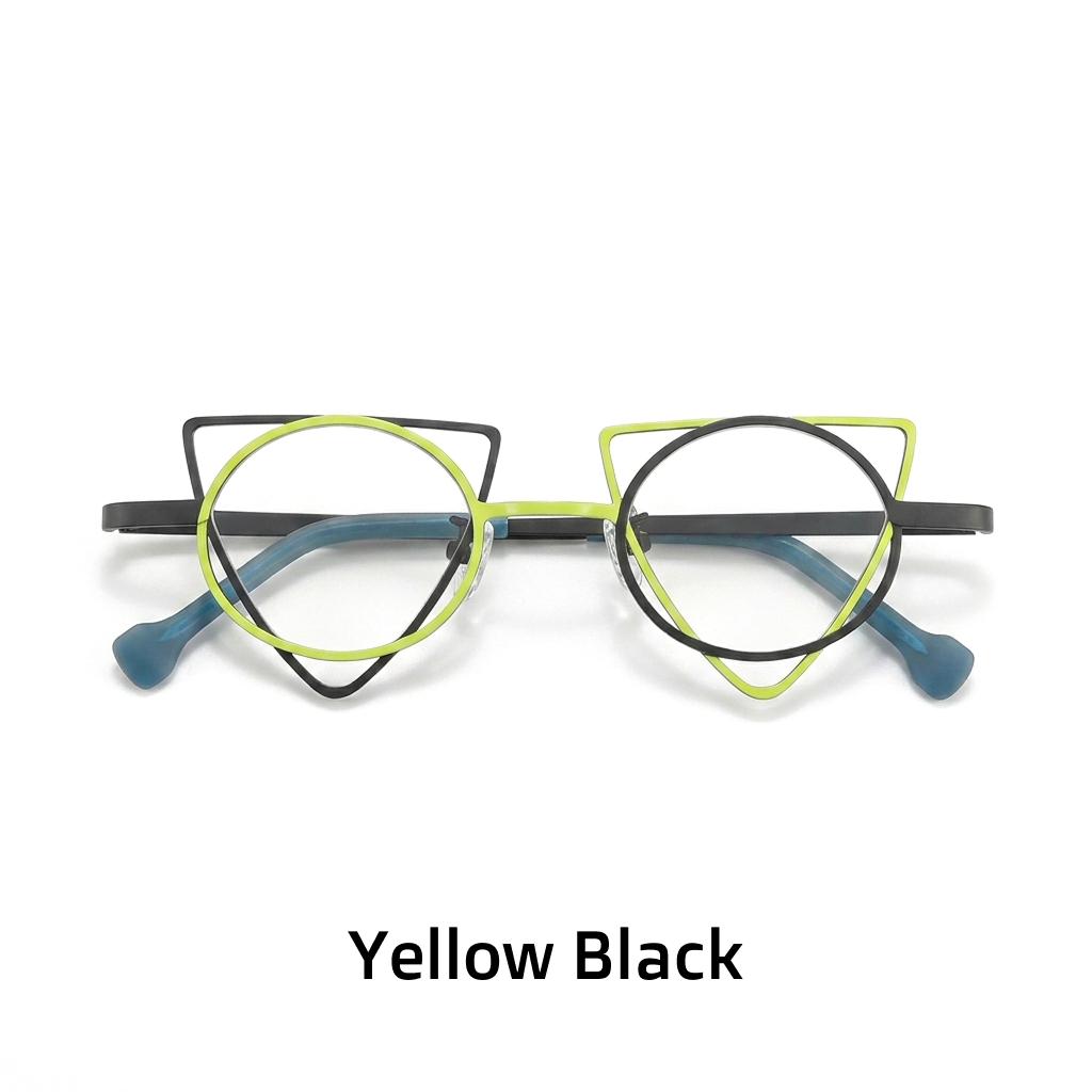 Titanium Cat Eye Optical Glasses Frame – Two-Tone Retro Niche Lightweight Unisex