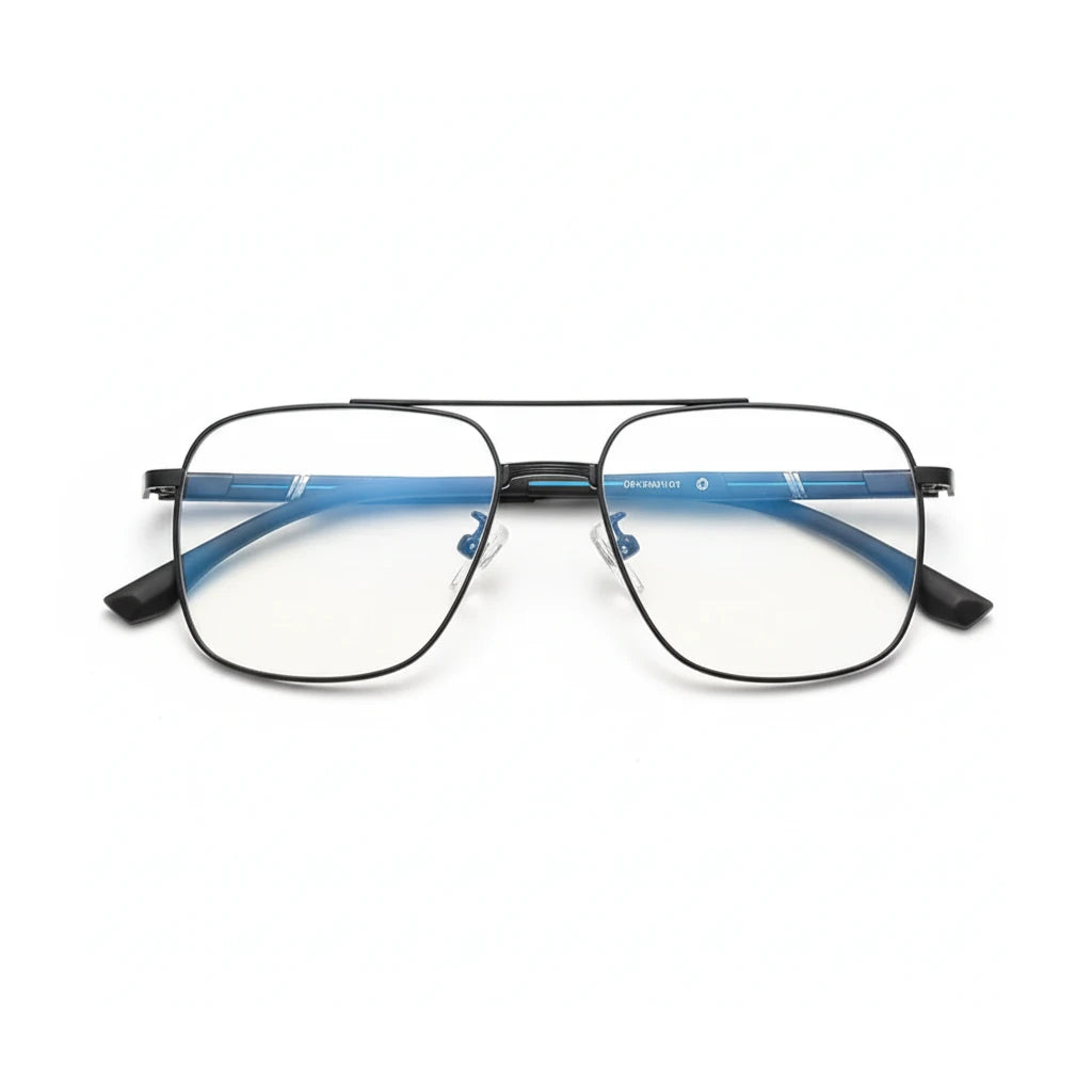 Pure Titanium Double Bridge Optical Glasses Frame - Lightweight Large Face