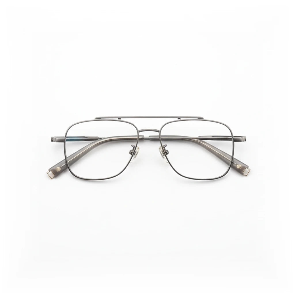Titanium Double Beam Optical Glasses Frame - Retro Prescription Eyewear