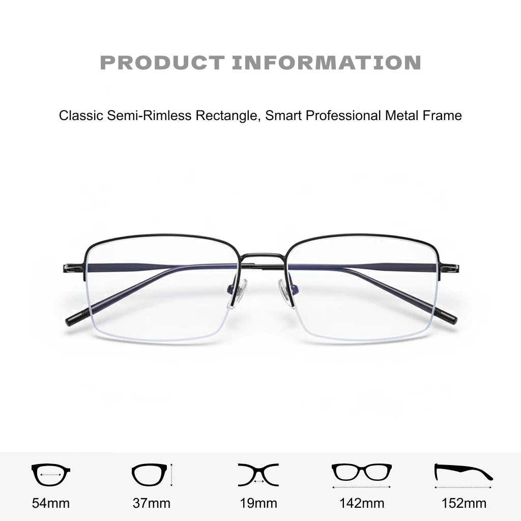 Titanium Half-Frame Reading Glasses with Anti-Blue Light