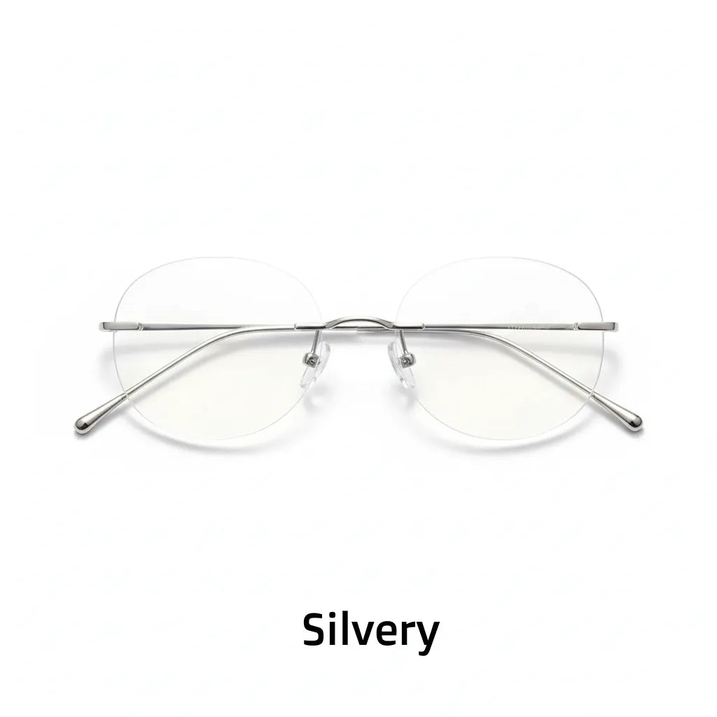 Ultra-Light Titanium Round Rimless Eyeglasses - Prescription Ready Optical Frames