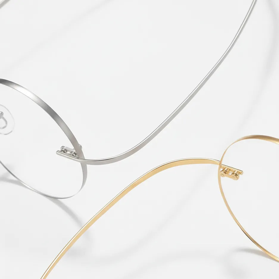 Titanium Frameless Round Eyeglasses - Anti Blue Light Optical Frames