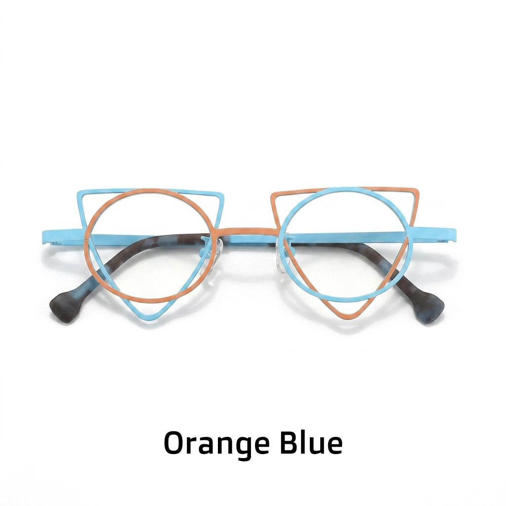 Titanium Cat Eye Optical Glasses Frame – Two-Tone Retro Niche Lightweight Unisex