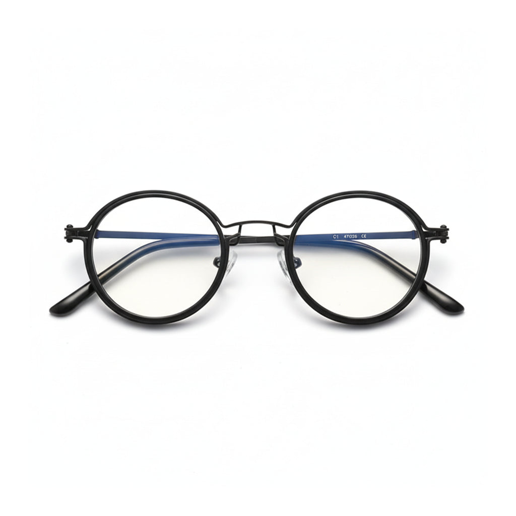 Retro Round Metal Glasses Frames - Blue Light Blocking Optical Prescription
