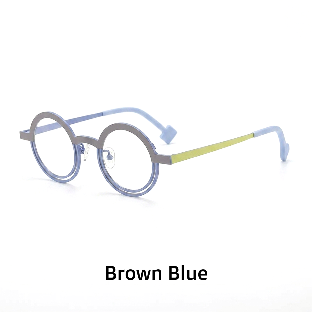 Two-Tone Titanium Round Optical Frames – Retro Unisex