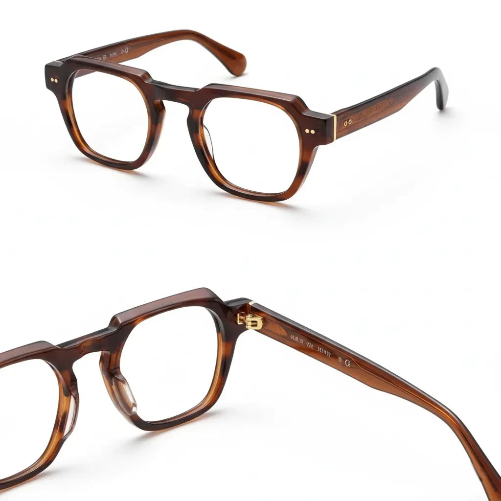 Retro Polygonal Optical Glasses Frame - Wide Edge Acetate Eyewear
