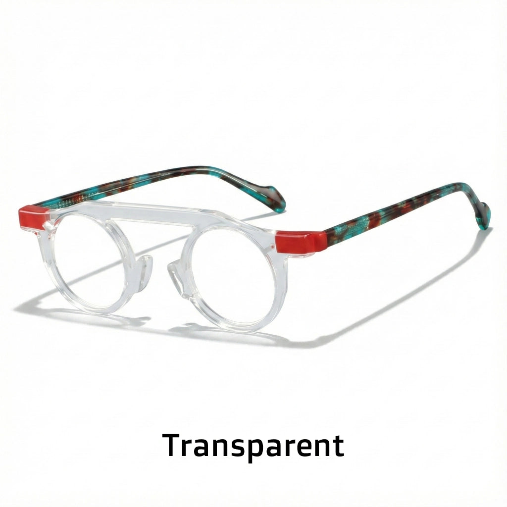 Retro Double Beam Acetate Eyeglass Frames - Unisex Optical Prescription Glasses
