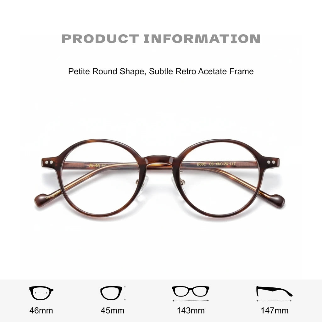 TR90 Ultra Light Retro Round Eyeglass Frame - Optical Prescription Ready