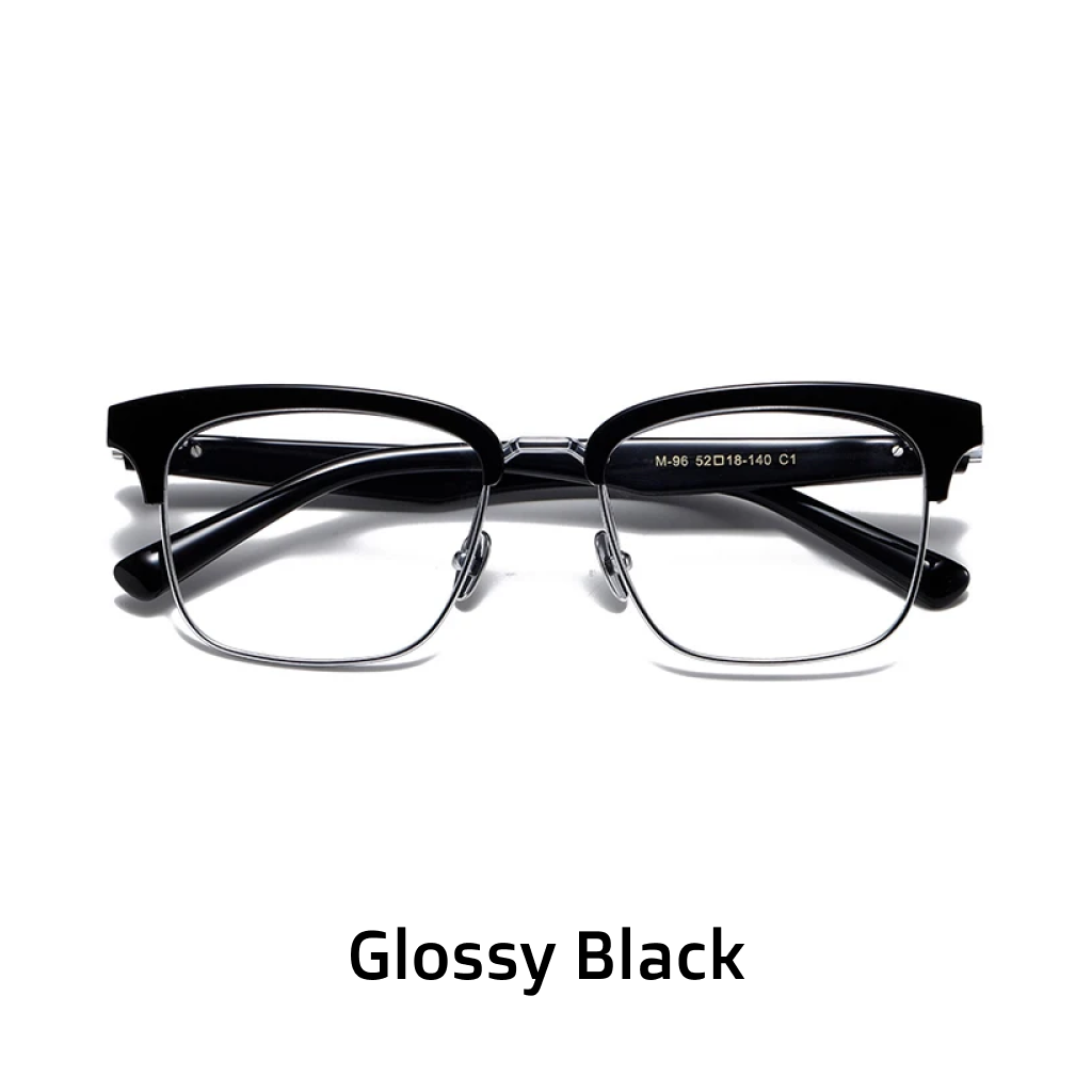 Stylish black half-rim square eyeglasses perfect for office and everyday wear
