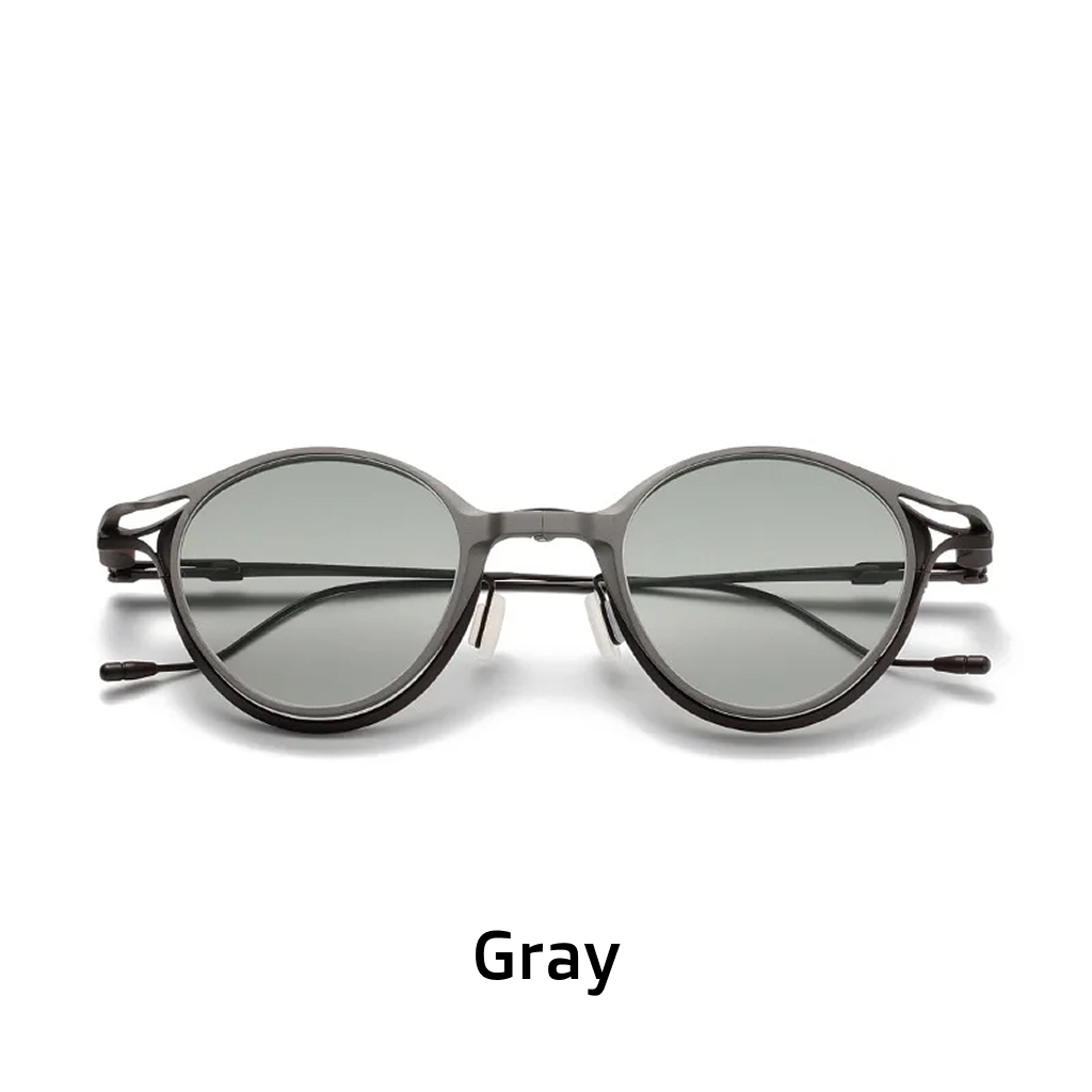 Titanium Round Clip-On Sunglasses