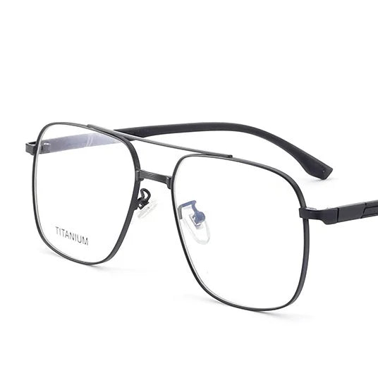 Pure Titanium Double Bridge Optical Glasses Frame - Lightweight Large Face