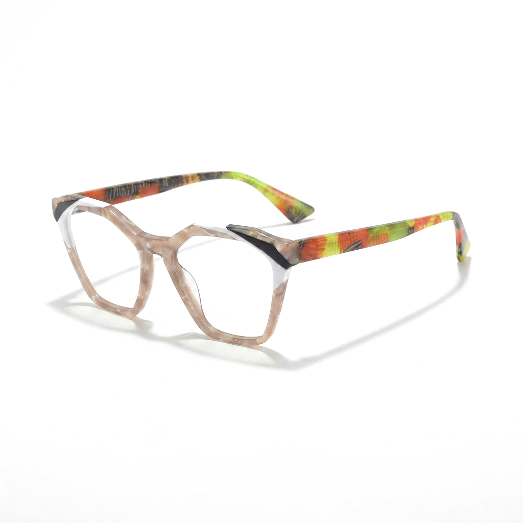 Acetate Cat Eye Optical Glasses Frame – Irregular Square Large Face