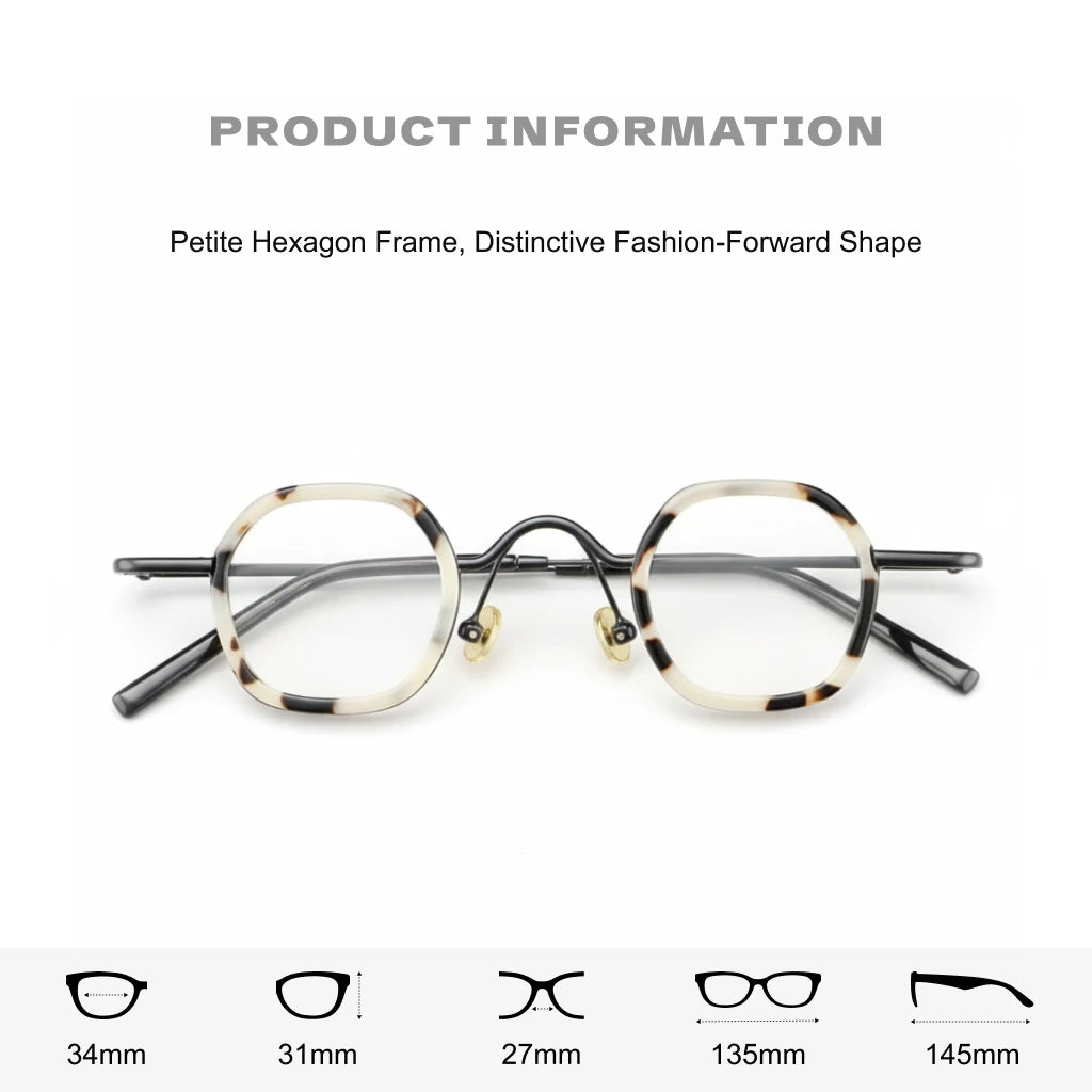 Retro Polygonal Eyeglass Frame - Small Unisex Prescription Glasses