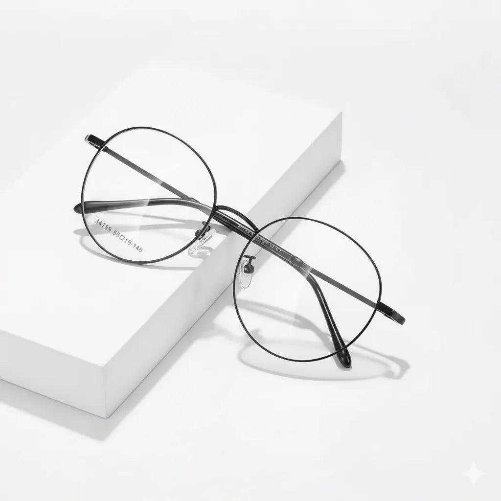 Ultra Light Retro Round Alloy Eyeglass Frames - Unisex Optical Prescription Glasses