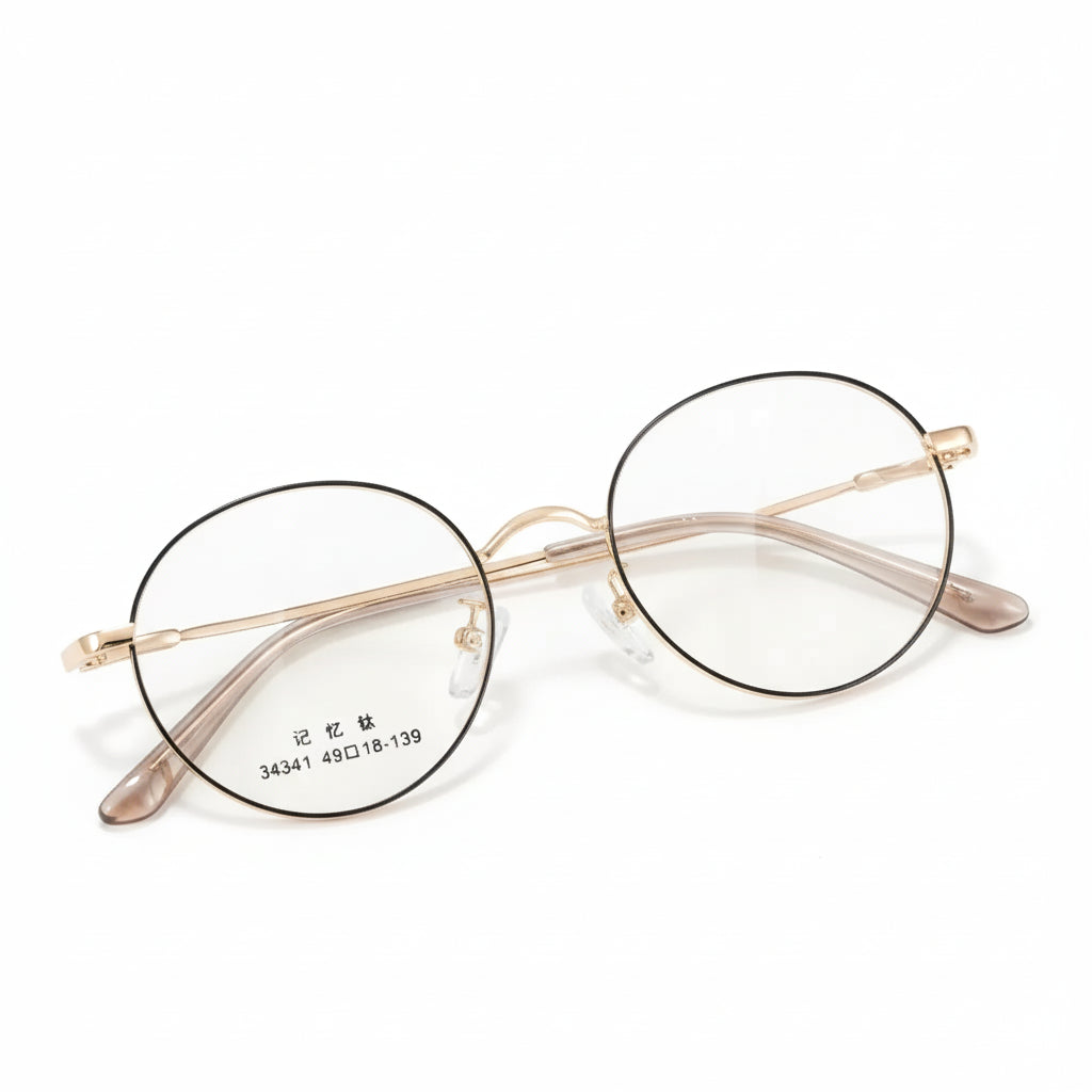 Memory Titanium Eyeglass Frame - Ultra Light Retro Round Optical Prescription Glasses