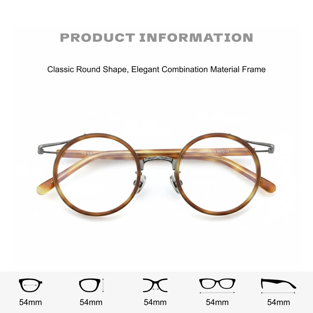 Retro Round Titanium Eyeglass Frames - Ultra Light Optical Prescription Glasses