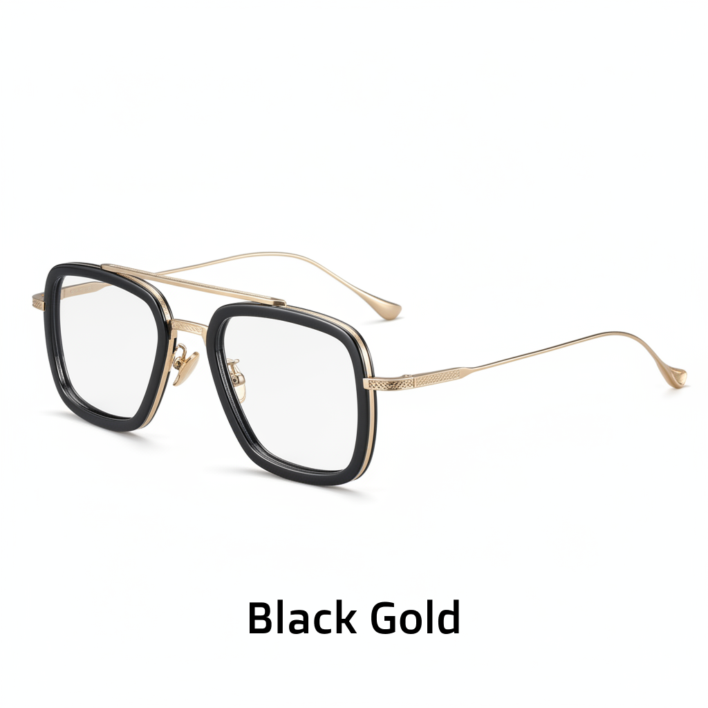 Titanium Retro Double Beam Optical Eyeglasses Frame – Unisex Prescription