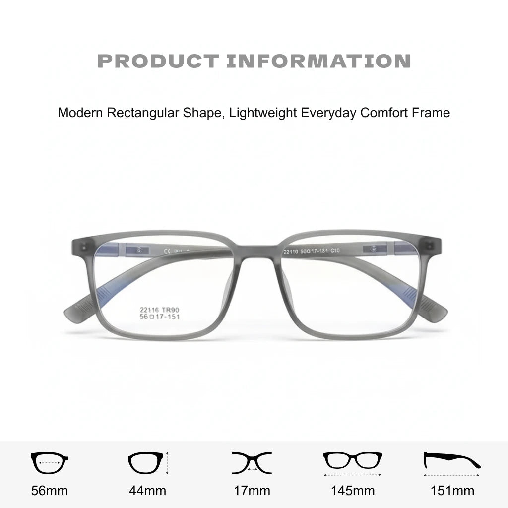 Retro Square TR90 Glasses Frame - Anti-Blue Light Optical Prescription
