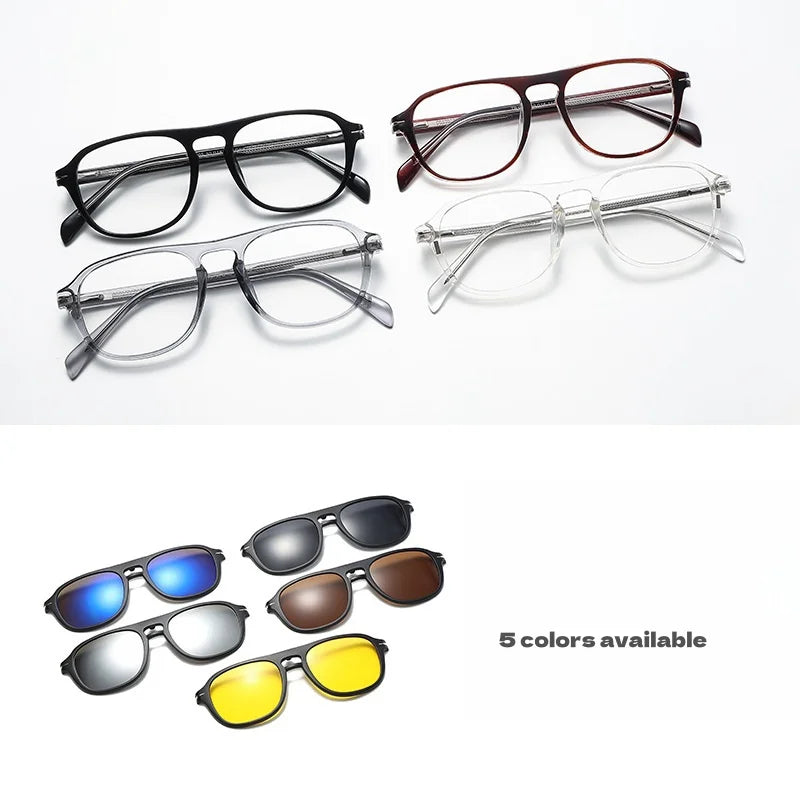 Magnetic Clip-On Polarized Sunglasses - Double Beam Optical Frames