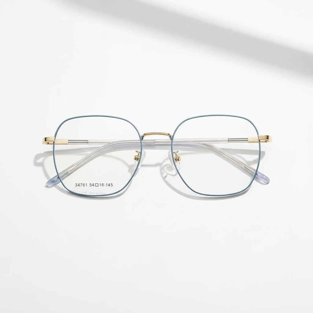 Retro Polygonal Metal Eyeglass Frame - Unisex Optical Prescription Glasses