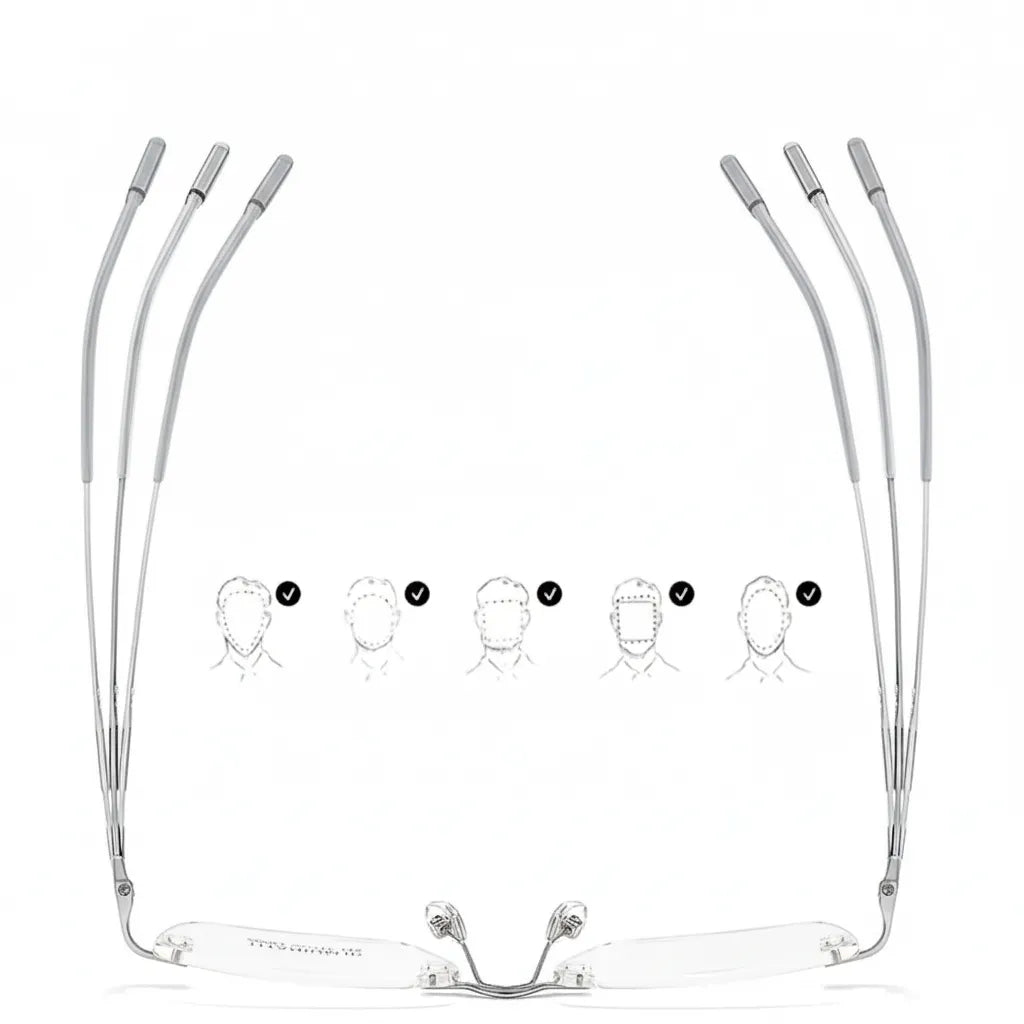 Pure Titanium Frameless Glasses - Retro Square Optical Frame Model 6003