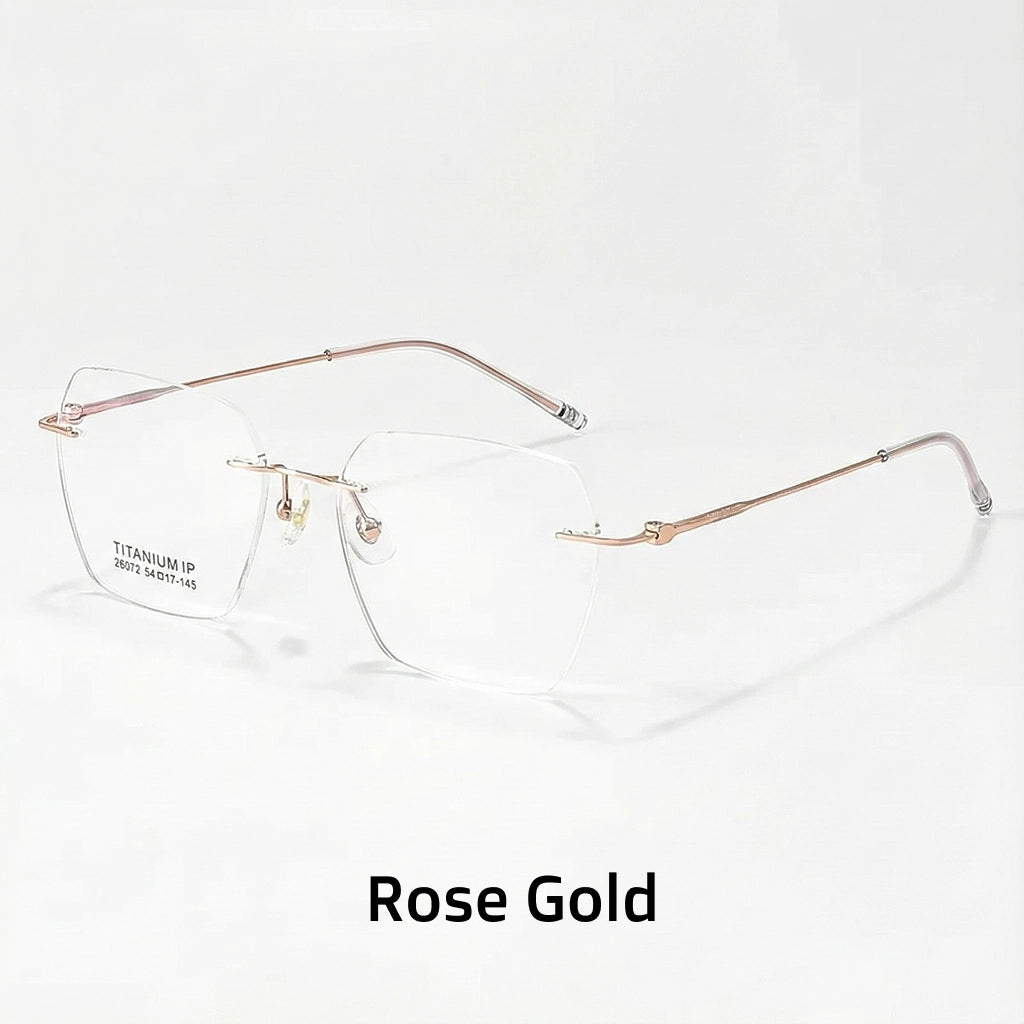 Pure Titanium Polygonal Frameless Eyeglasses - Ultra Light Optical Frame