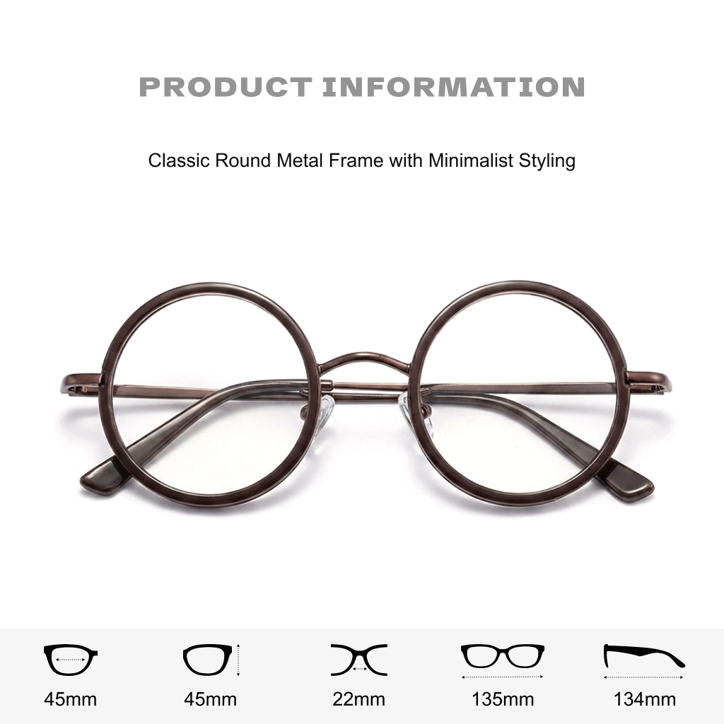 Retro Round Metal Prescription Eyeglasses