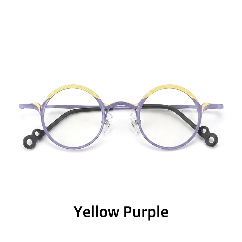 Lunettes rondes en pur titane ultra-léger, une pièce de créateur rétro tendance aux verres photochromiques artistiques.