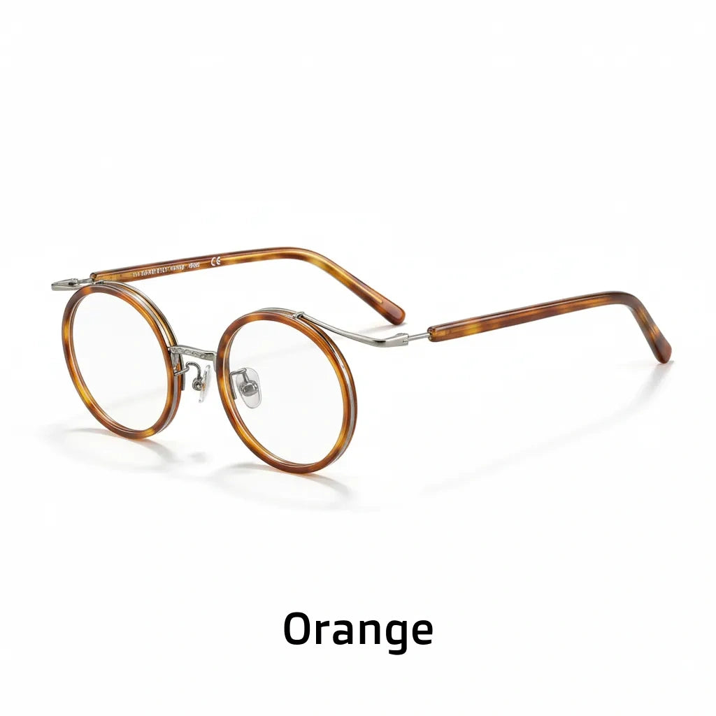 Retro Round Titanium Eyeglass Frames - Ultra Light Optical Prescription Glasses