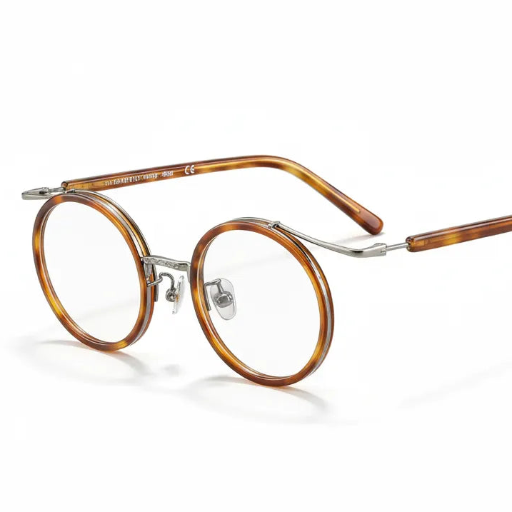 Retro Round Titanium Eyeglass Frames - Ultra Light Optical Prescription Glasses