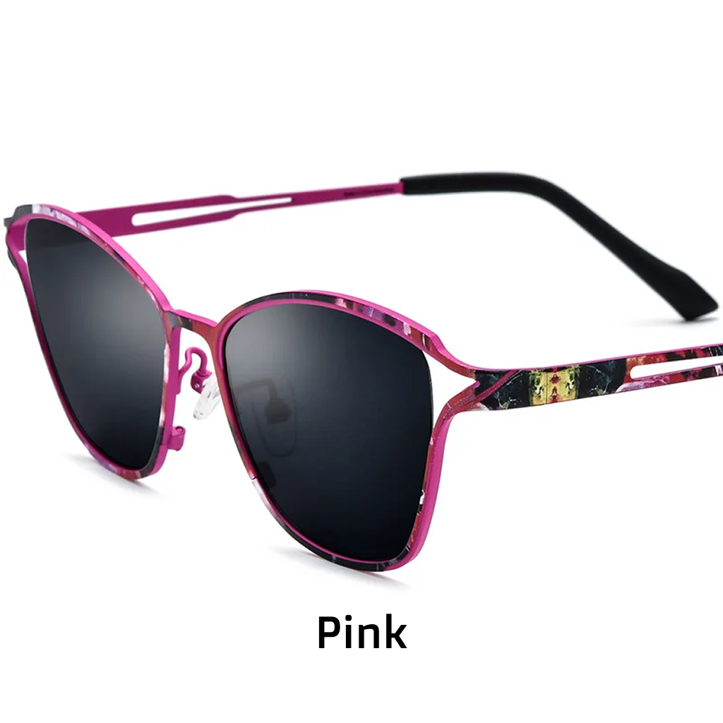 Cat Eye Titanium Polarized Sunglasses UV400 Spliced Color