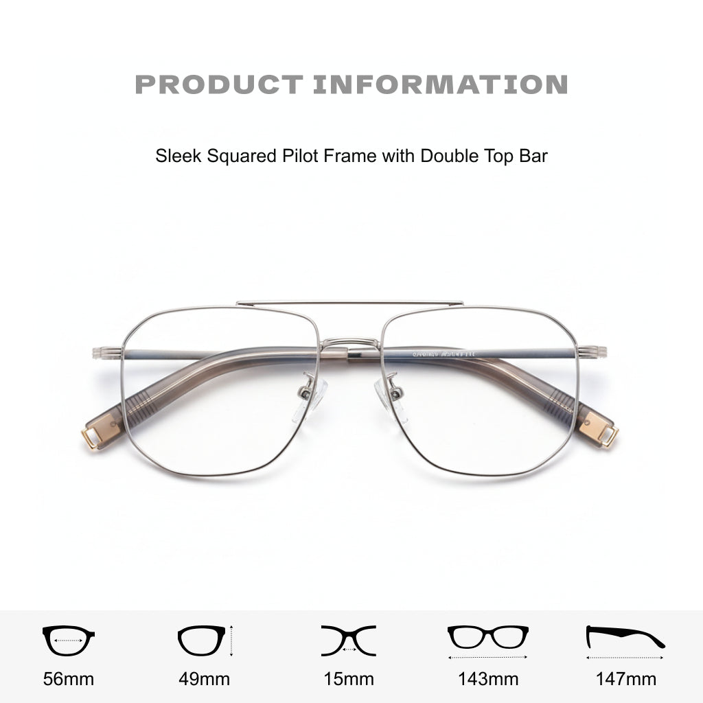 Titanium Retro Double Beam Eyeglasses - Anti Blue Light